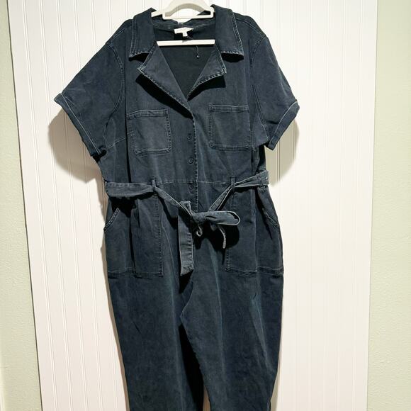 Skies Are Blue Pants - Skies Are Blue Curvy Denim Utility Jumpsuit Plus Size 3X